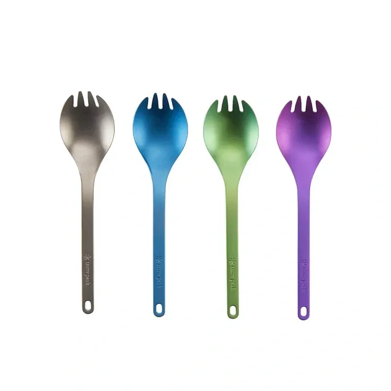 Snow Peak titanium spork colors blue green purple titanium