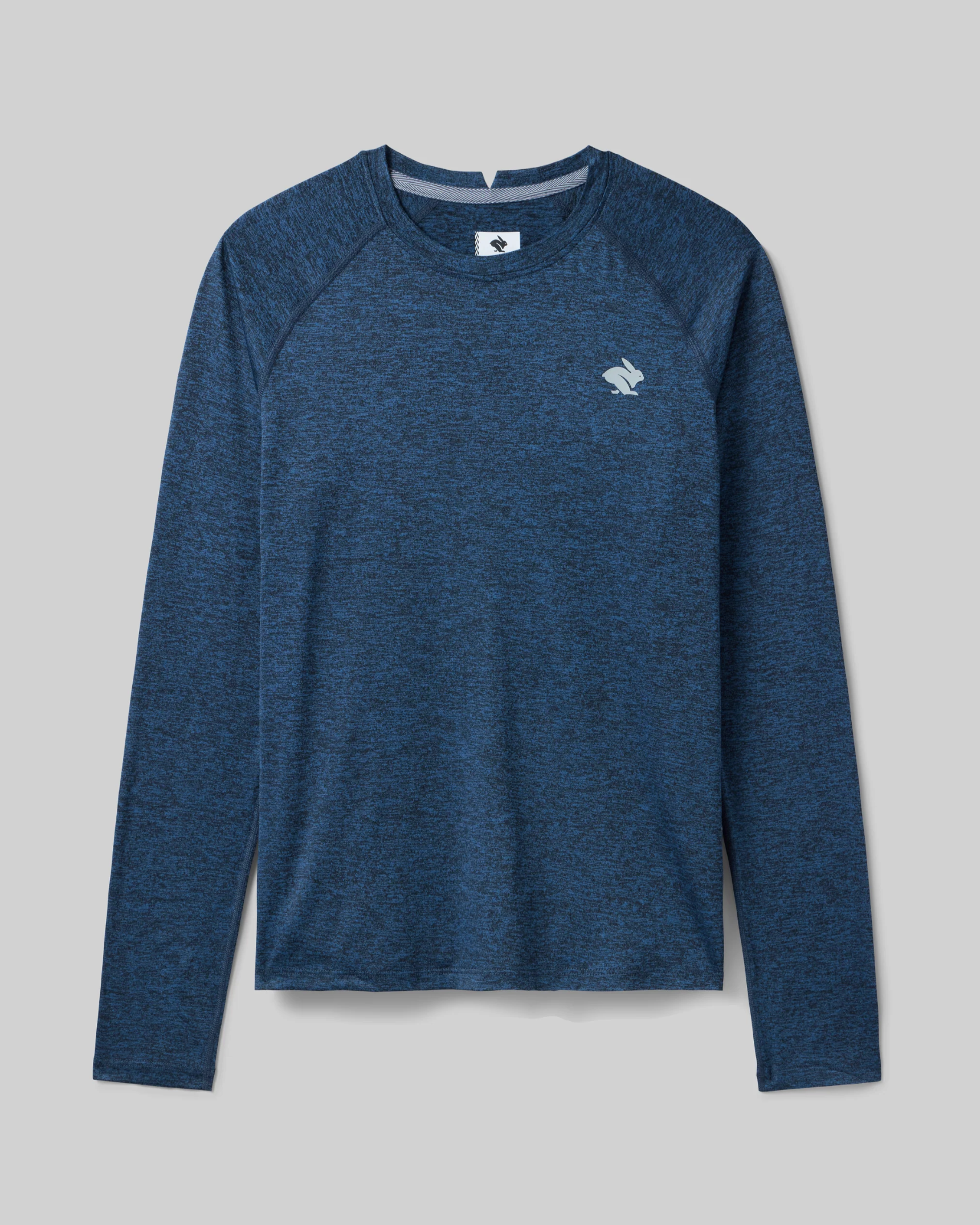 rabbit EZ Tee long sleeve performance running shirt in blue, lightweight and breathable fabric