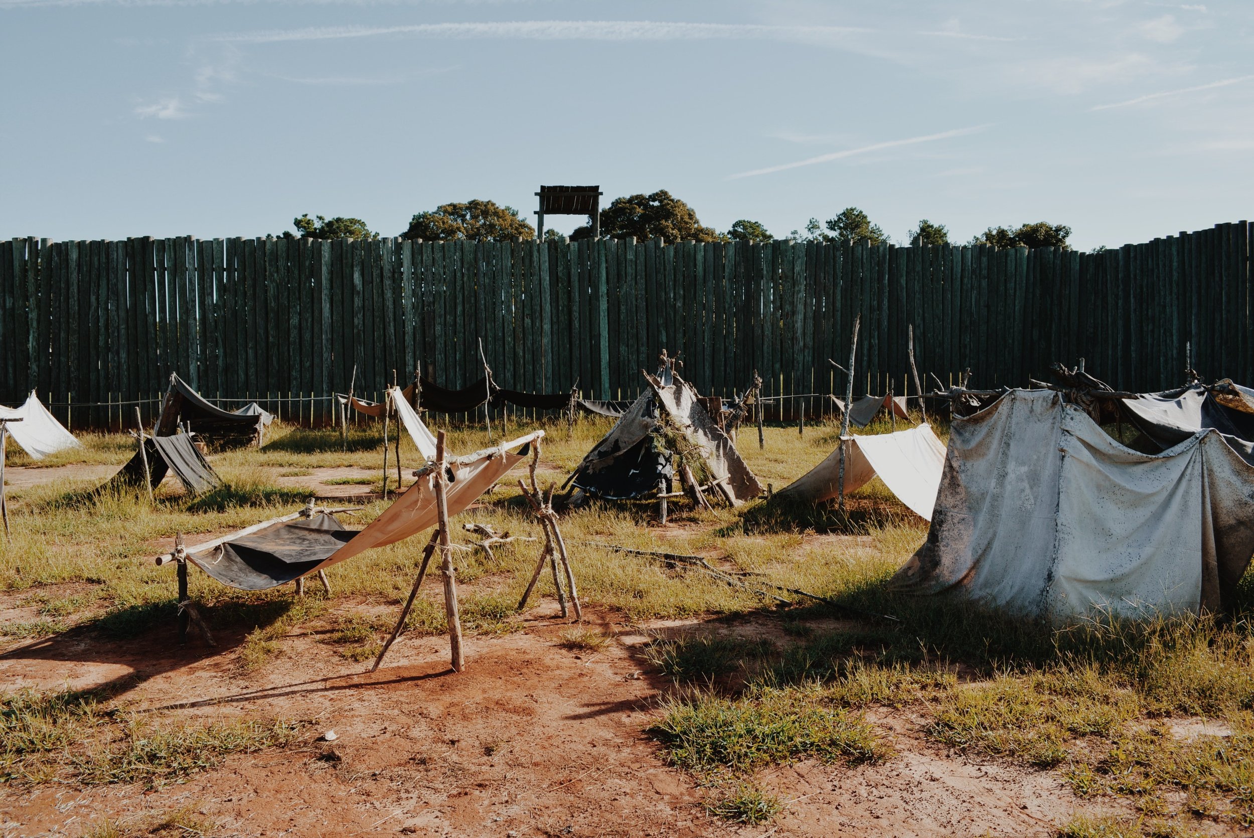 Andersonville National Historic Site. Staging of camps inside the stockade