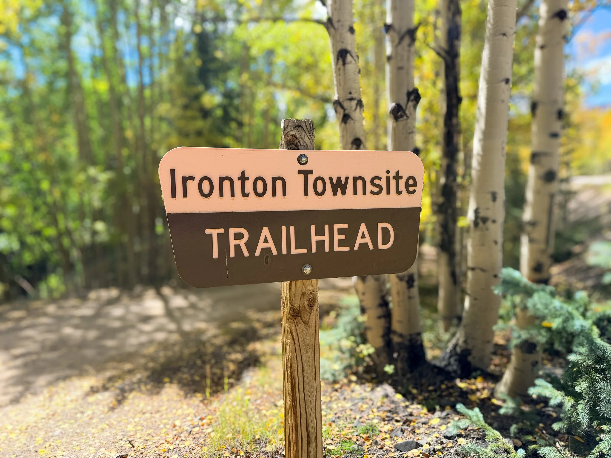 Ironton Townsite trailhead sign near Ouray, Colorado