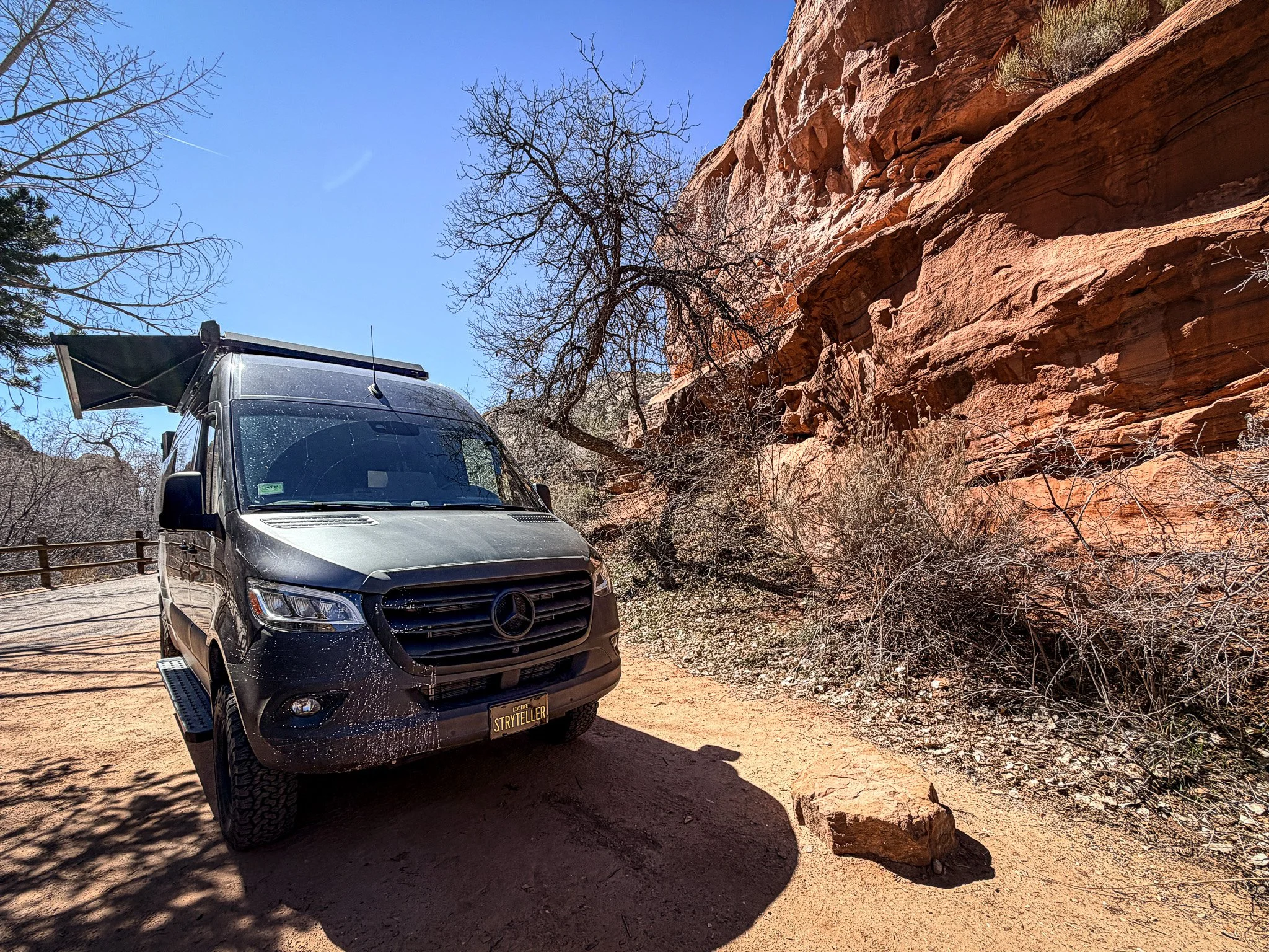 Van parked at Calf Creek Campground in Grand Staircase Escalante National Monument