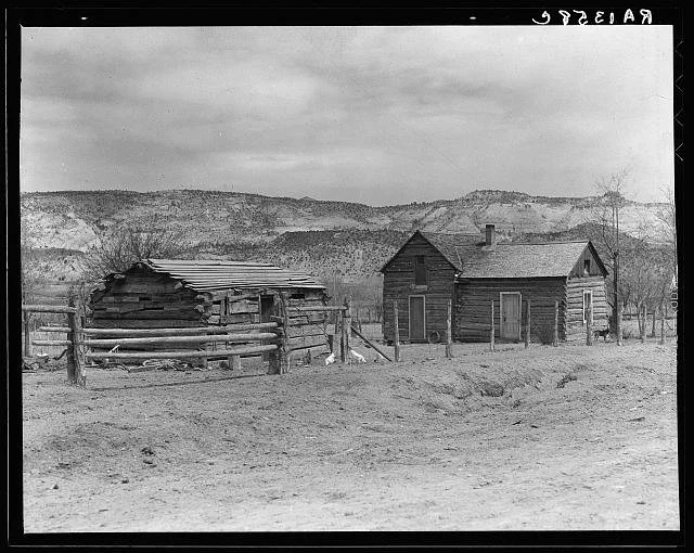 Historic pioneer homestead in Escalante Utah showing early Mormon settlement layout