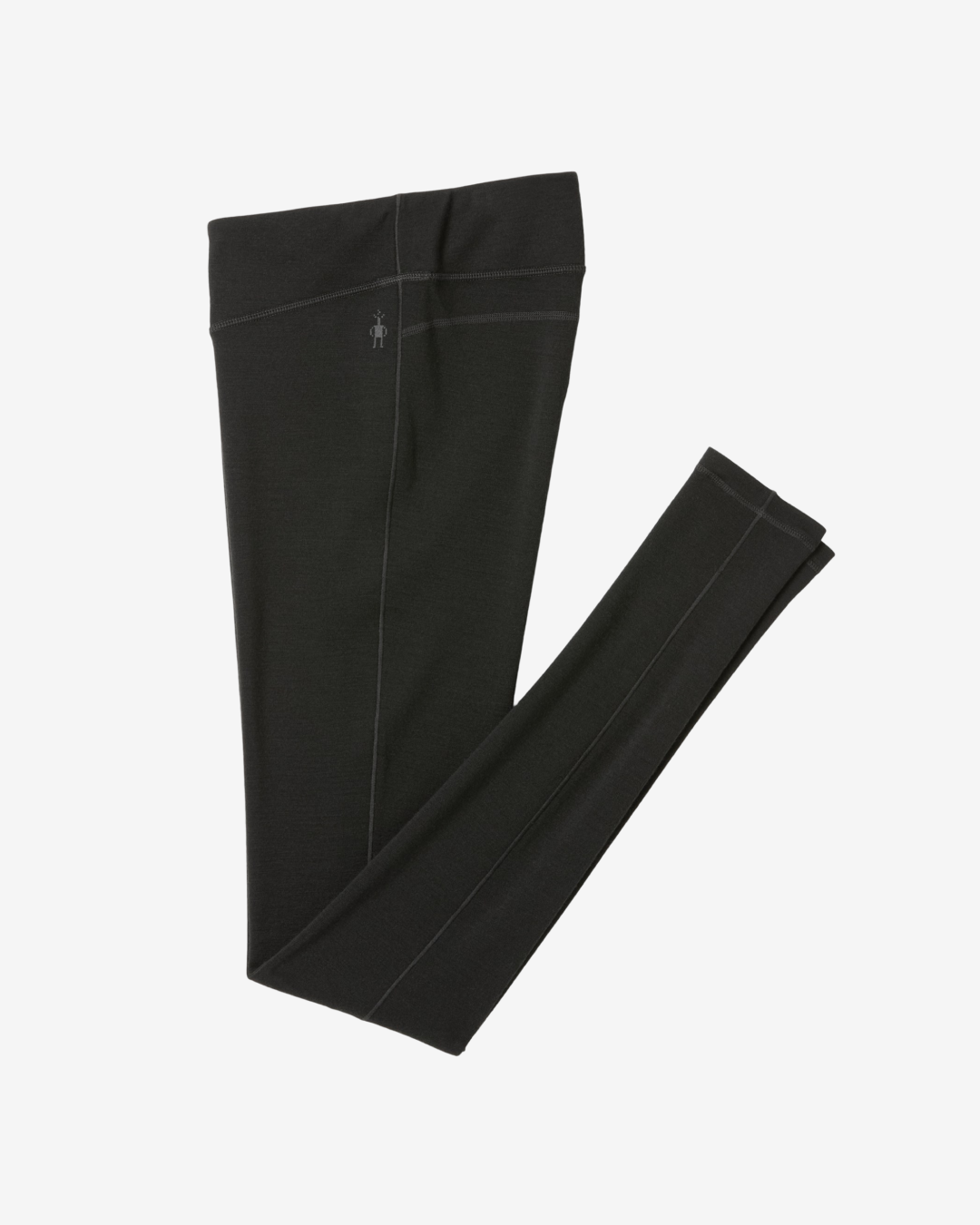 Black Smartwool Classic Thermal Merino base layer leggings, folded flat on a white background.