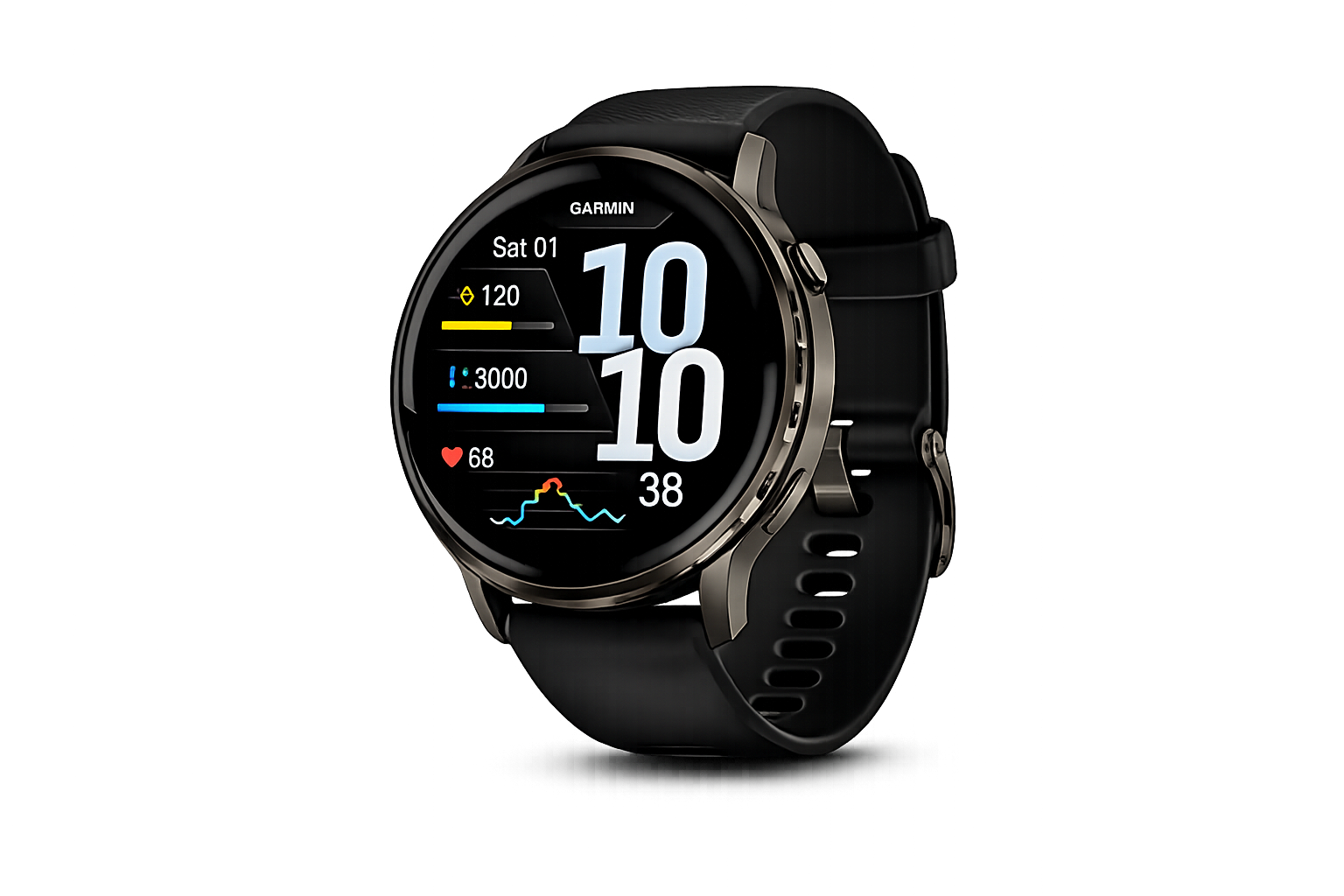 Garmin Venu 4 GPS smartwatch with black band and fitness tracking display
