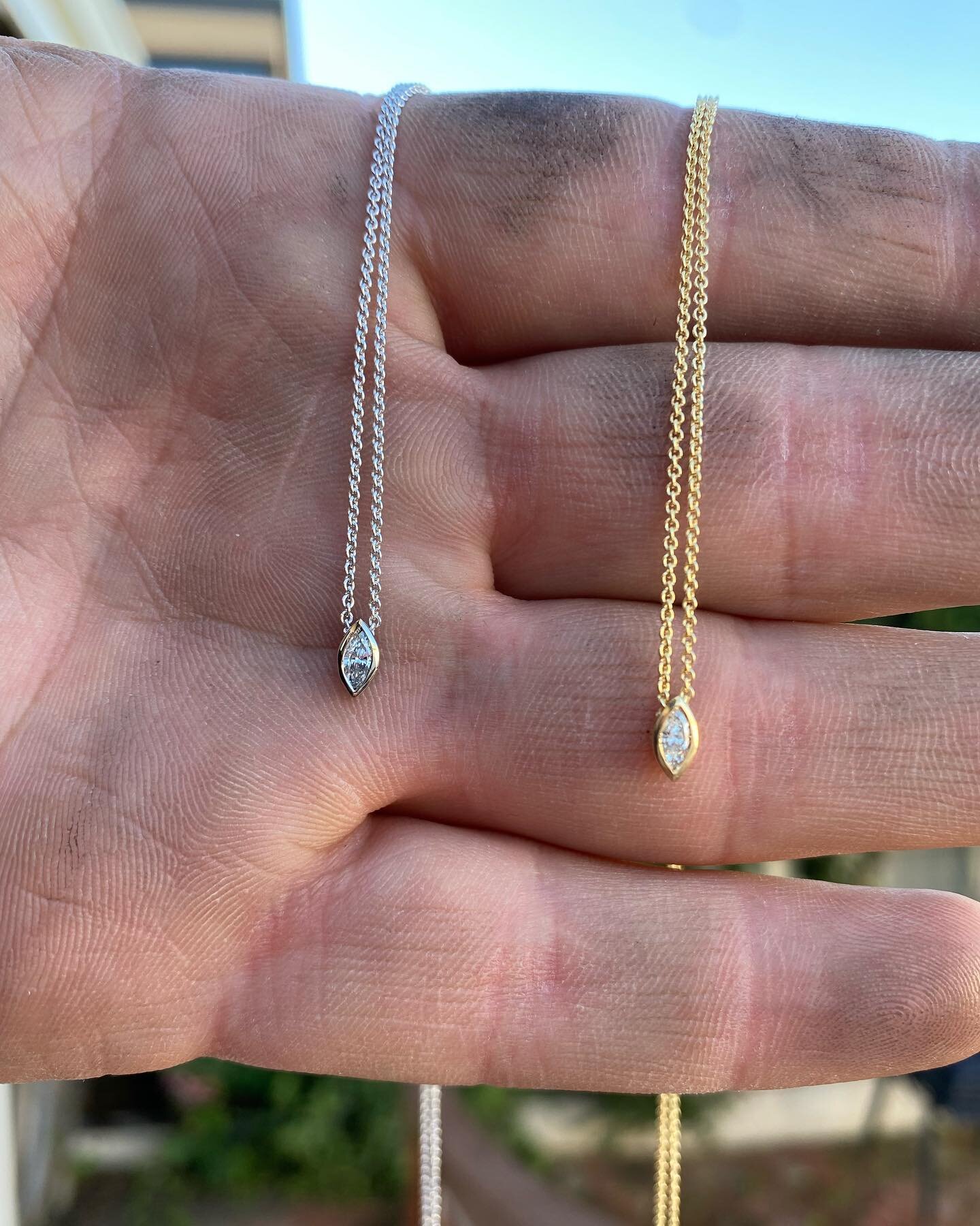Matching mother and daughter diamond necklaces