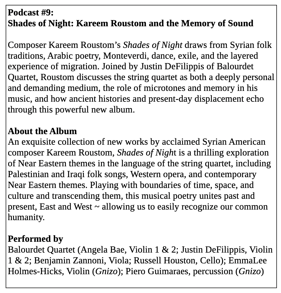 Description of Episode #9: Kareem Roustom: Shades of Night