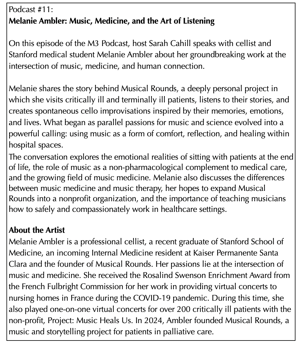 Description of Episode #11: Melanie Ambler & Music Medicine