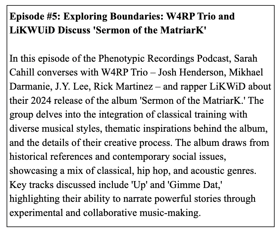 Description of Episode #5: W4RP Trio + LiKWUiD