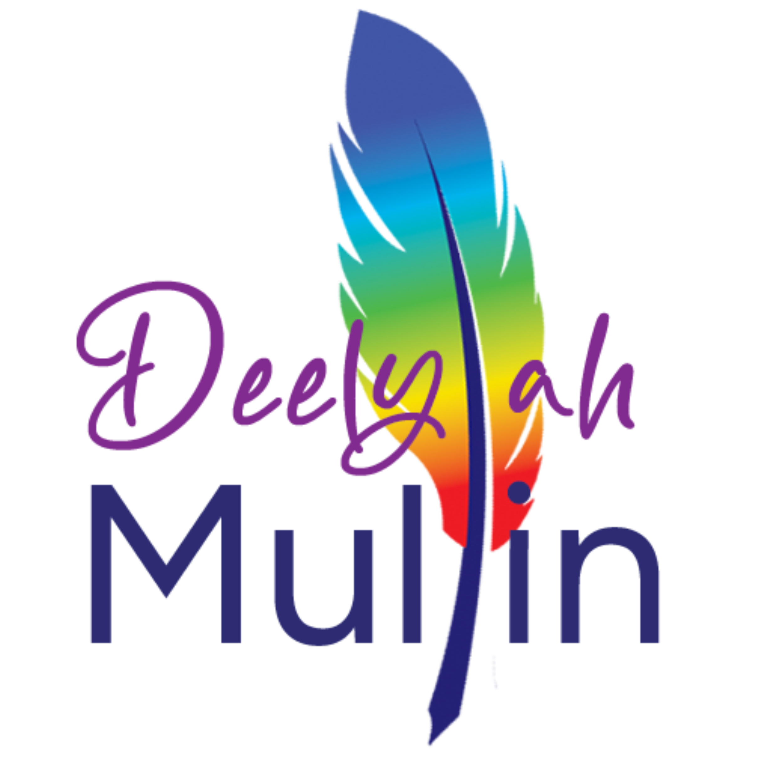 Colorful text and shapes featuring 'Deelylah Mullin' with rainbow gradient colors.