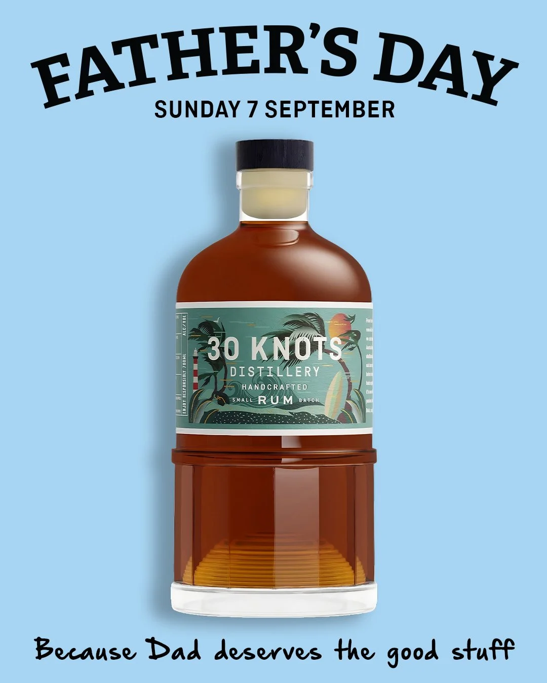 Father’s Day is this Sunday — still time to grab Dad a bottle of our very first batch of 30 Knots Rum.
Handcrafted in Geraldton, small batch, and packed with heart and soul. Extra special for a very special Dad. 🥃
Make Father’s D