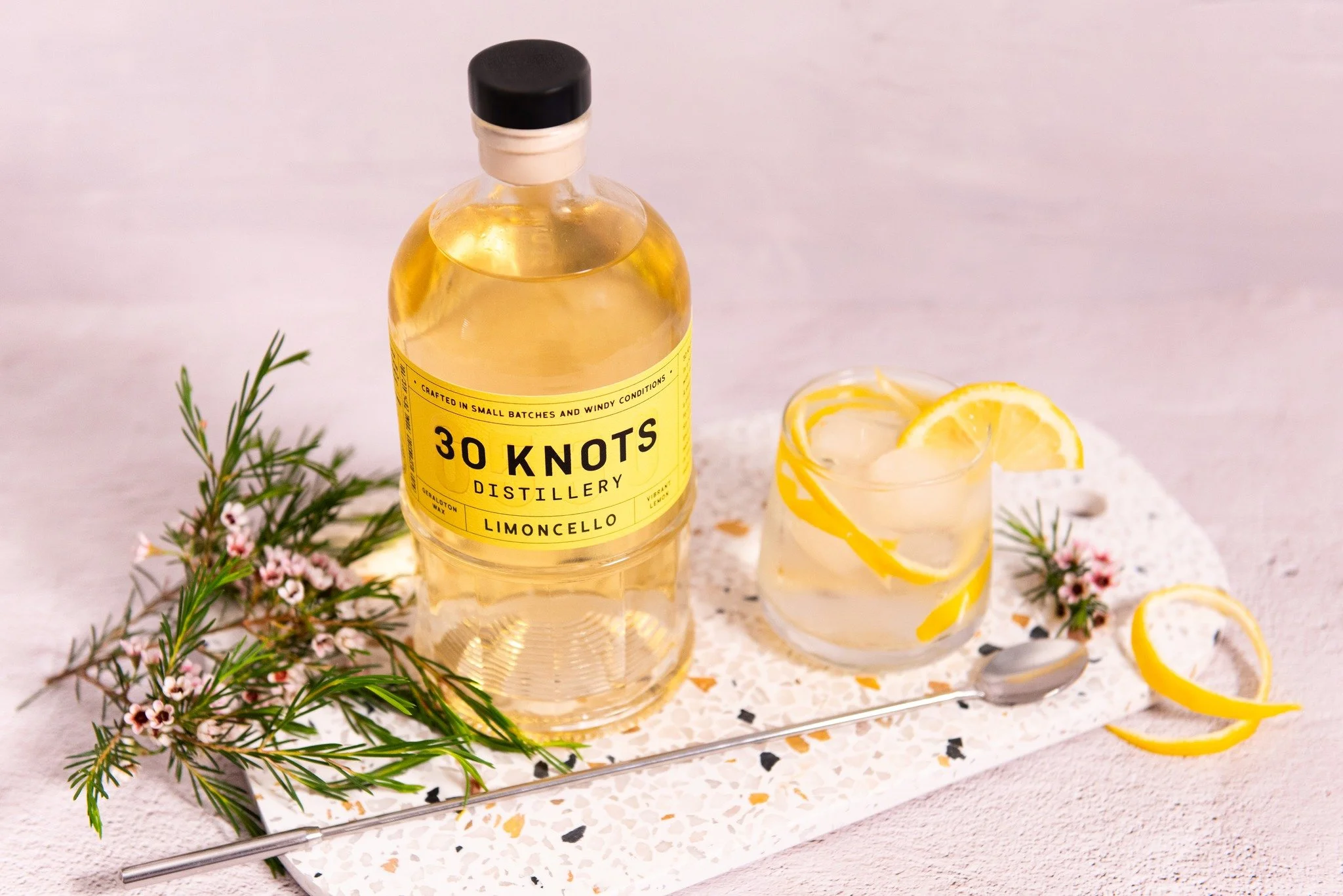Our take on a classic π
Our Limoncello is a 30 Knots twist on the traditional Italian spirit.
We start with our smooth neutral base and add Geraldton Wax to the distillation for a subtle, citrusy lift. After a few days (and a few late nights) peel
