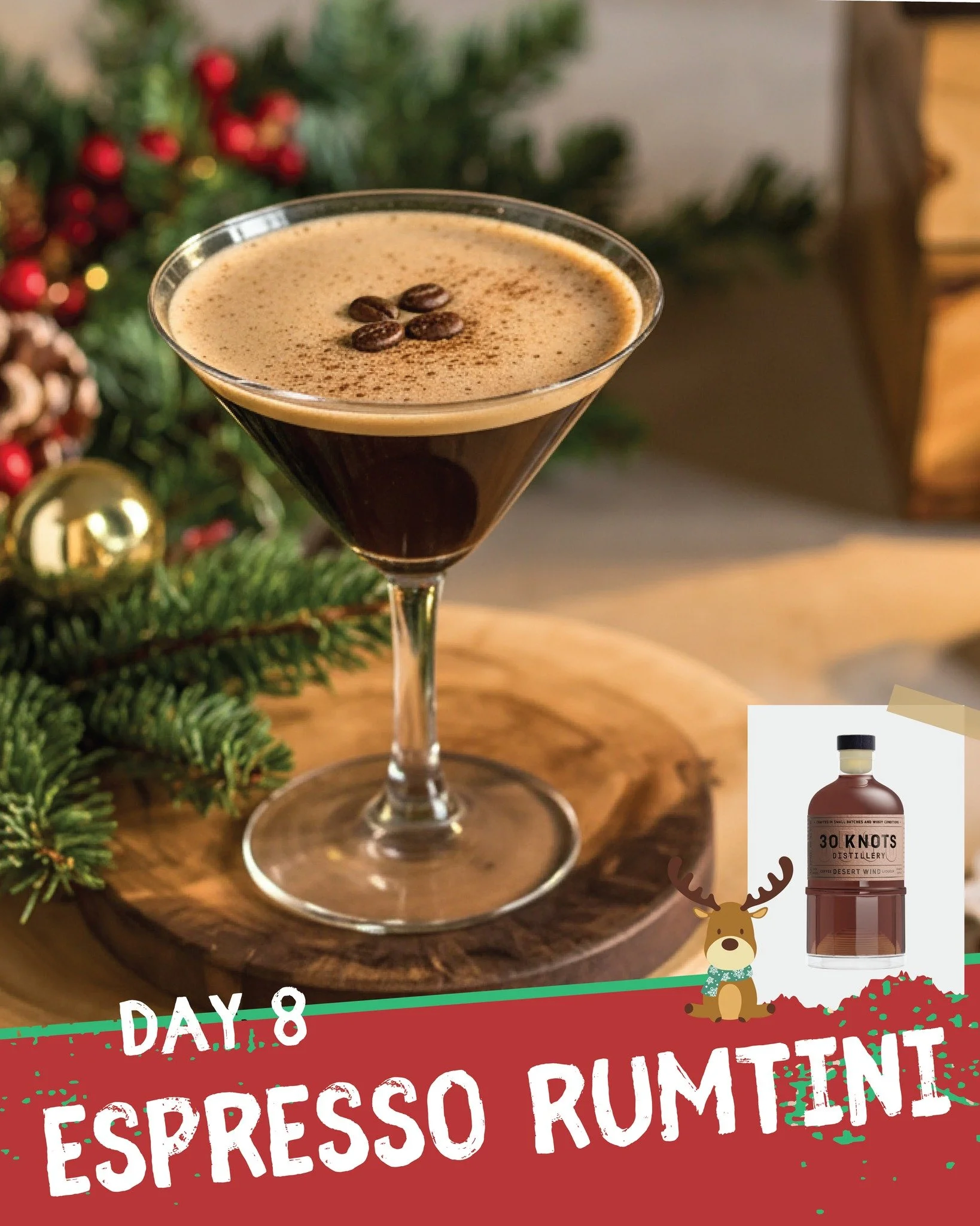 🎄 Day 8 in our Christmas Countdown: Espresso Rumtini

The espresso martini&mdash;classic, bold, and a crowd favourite. We&rsquo;ve put our own spin on it by blending our rich, rum-based Desert Wind Coffee Liqueur with smooth Pure Vodka for a cocktai