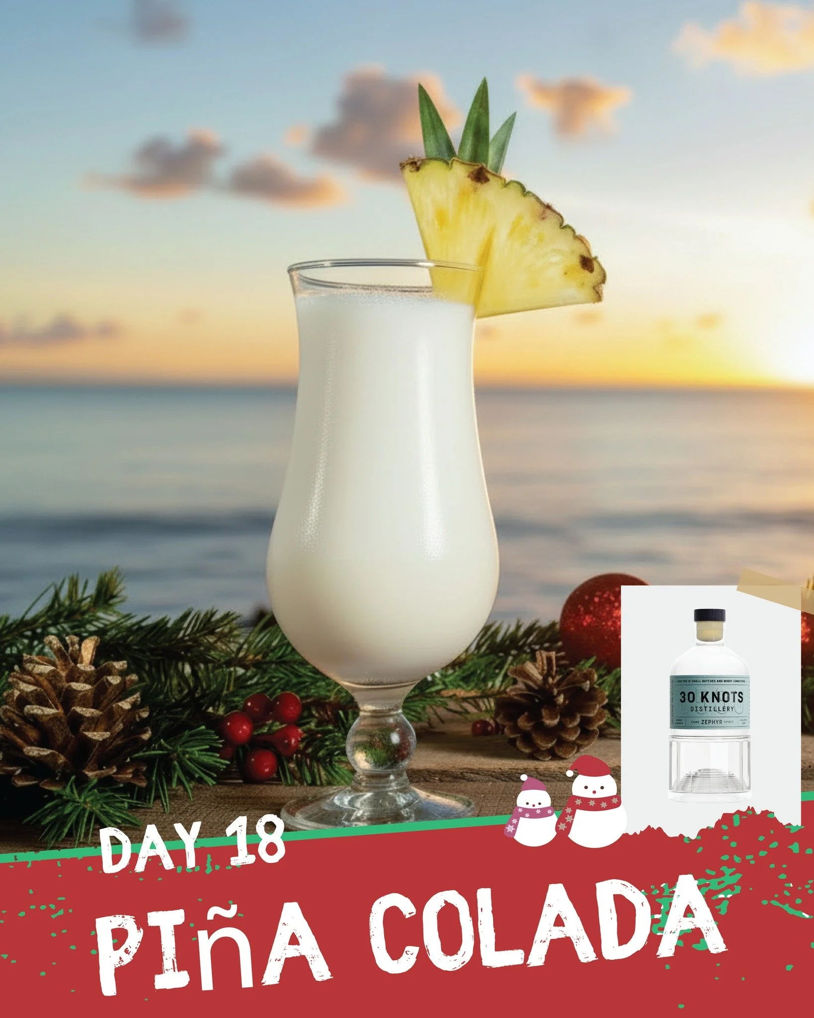 🎄 Day 18 in our Christmas Countdown: ZEPHYR PI&ntilde;A COLADA

A classic that never goes out of style.

Built around our Zephyr cane spirit, with pineapple and coconut keeping it simple.

INGREDIENTS
60ml 30 Knots Zephyr
90ml pineapple juice
60ml c