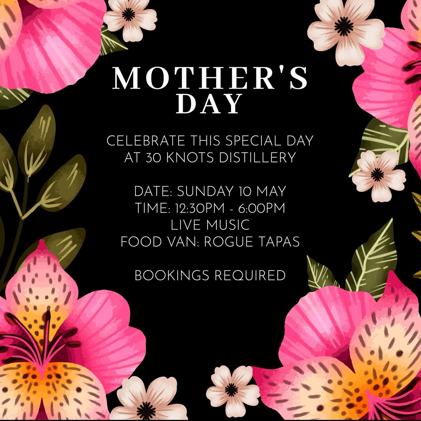 Celebrate the wonderful women in your life this Mother&rsquo;s Day at 30 Knots Distillery.

Join us for a relaxed afternoon by the coast with live music, great food and your favourite drinks.

Time: 12:30pm &ndash; 6:00pm
Live Music: Lakeisha
Food Va