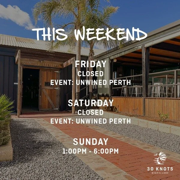 We&rsquo;re looking forward to heading to the UnWined Festival in Perth this week.

The distillery will be closed Friday and Saturday while we&rsquo;re at the event, but we&rsquo;ll be back open for Sunday trade.

If you&rsquo;re in Perth, there are 