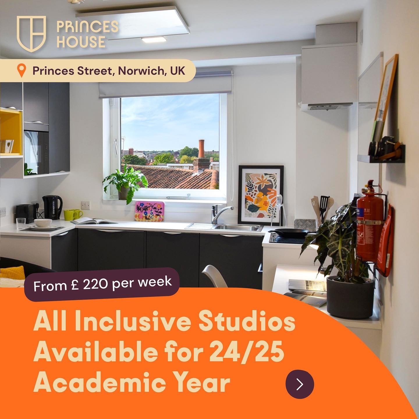 👉🏻 If you&rsquo;re looking for a place to live and study for your next academic year in Norwich, have a look at our studios. They are all-inclusive and built to an exceptional standard.

📍Princes House is situated in the Creative Heart of Norwich,