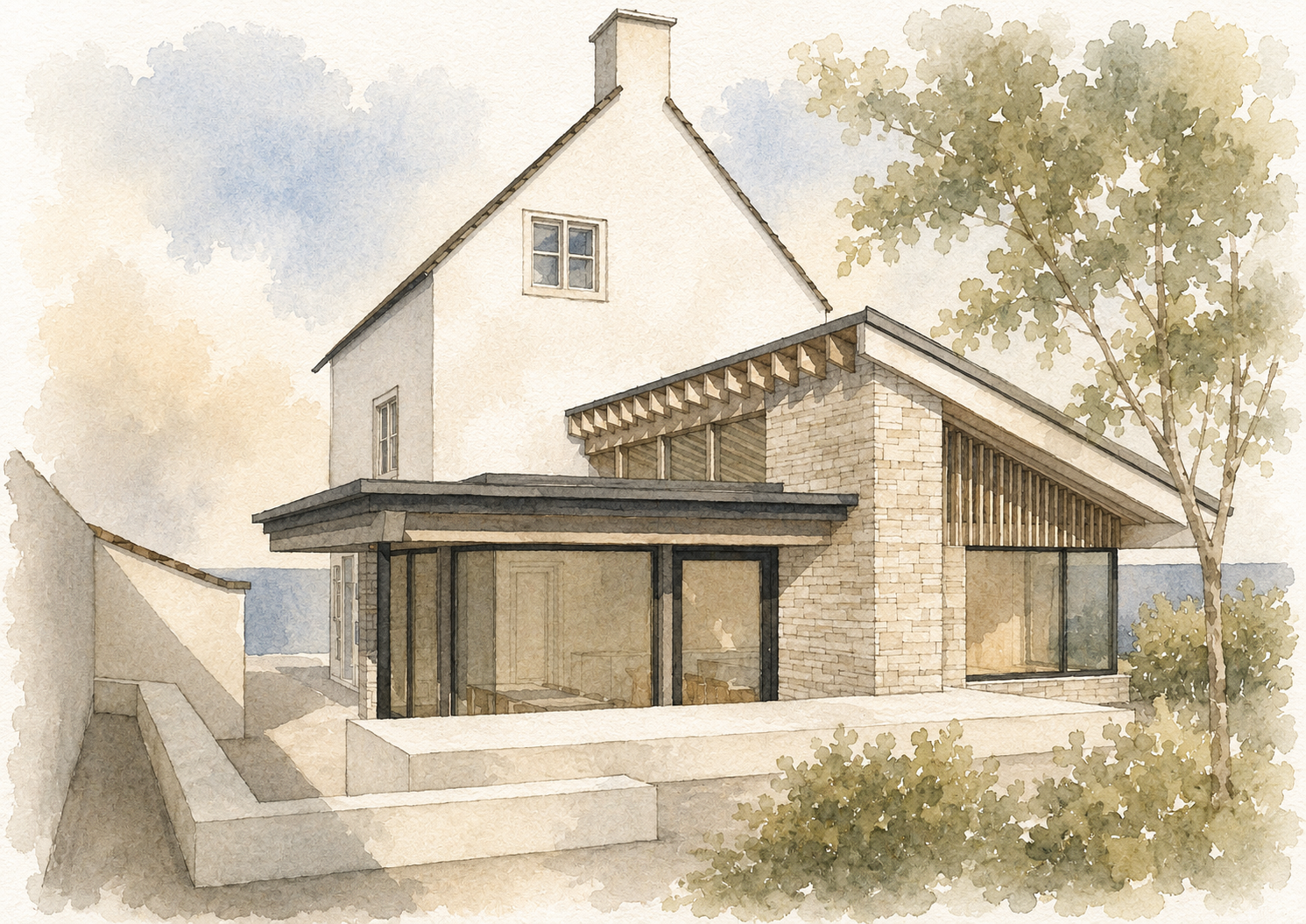 Contemporary extension to a historic Cotswold home at Hedges