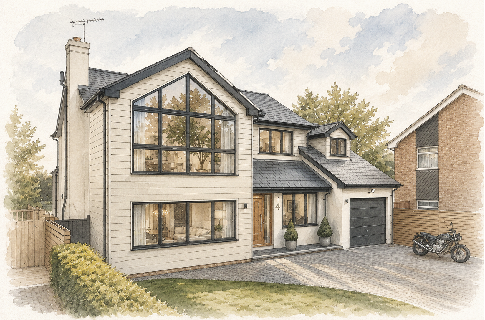 Contemporary home remodelling and extension in Cheltenham, transforming an existing house with generous glazing, improved natural light and a modern architectural design.