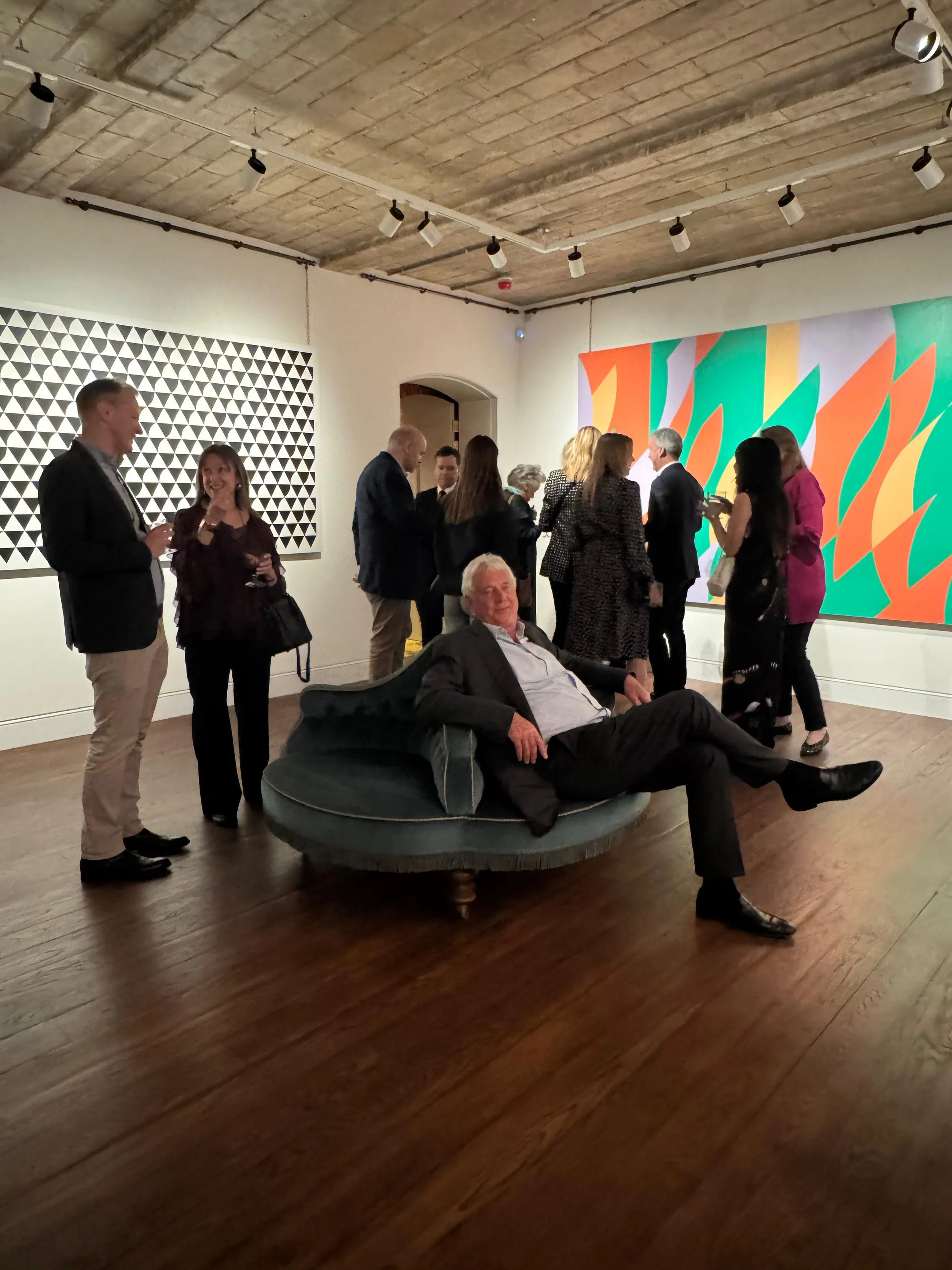 The group surrounded by Bridget Riley's works