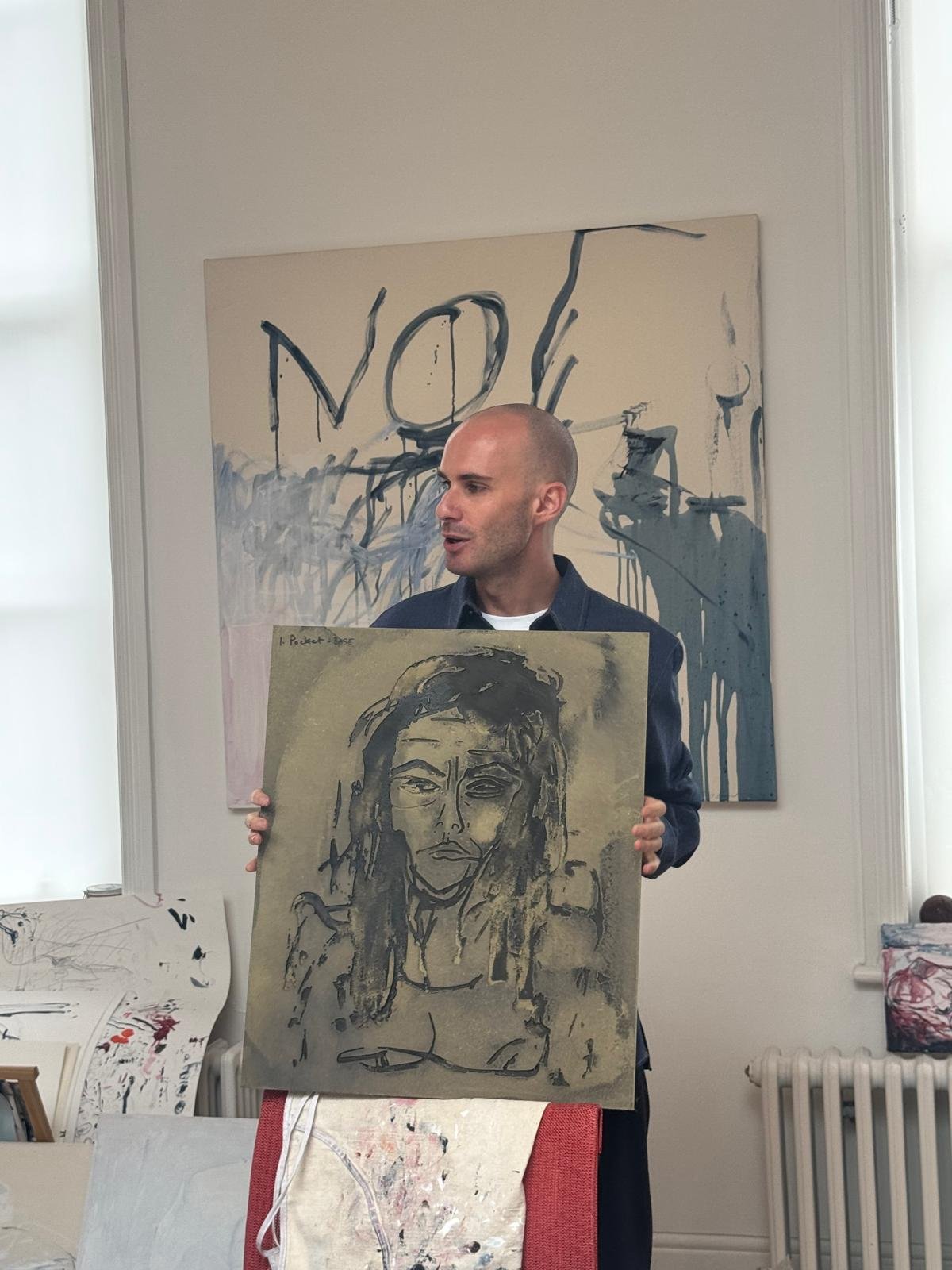 Harry Weller showing us Tracey’s first etching plate before the creation of the doors of the National Portrait Gallery