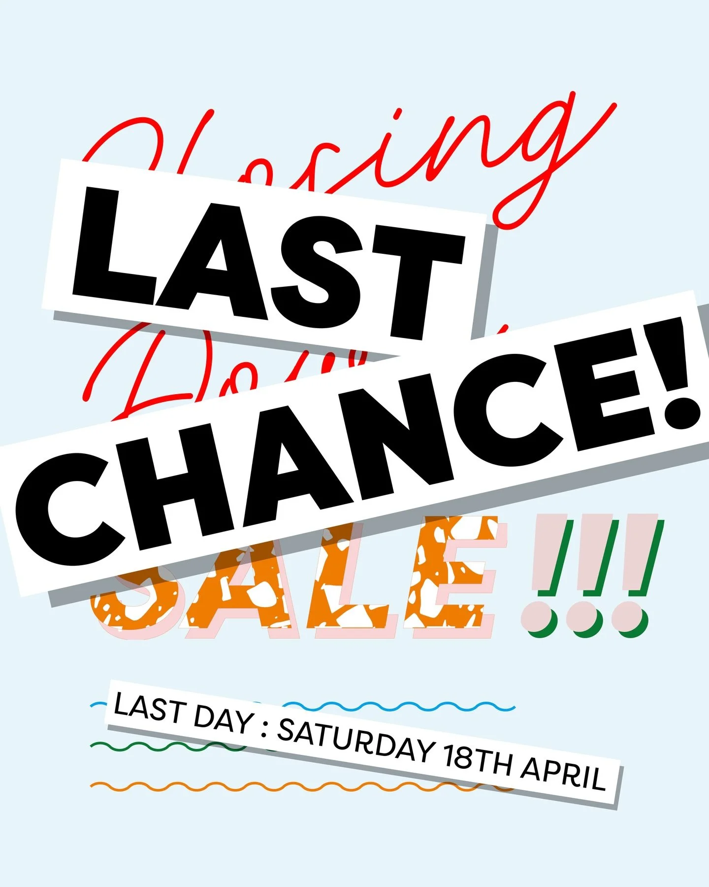 LAST CHANCE!!! website sale will be finishing this Saturday 18th April! Grab your bargains while you can.