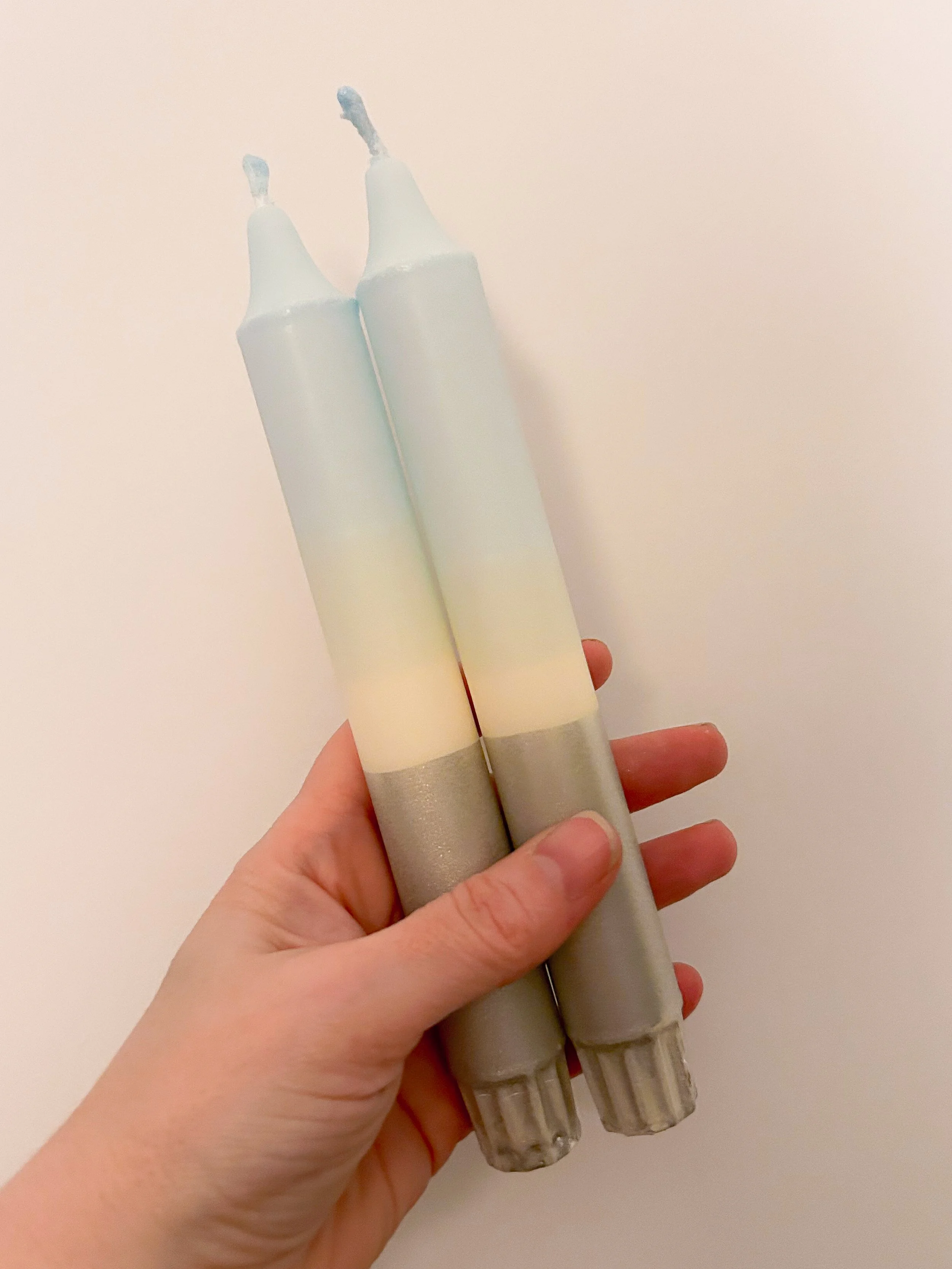 Icy Silver Taper Candles