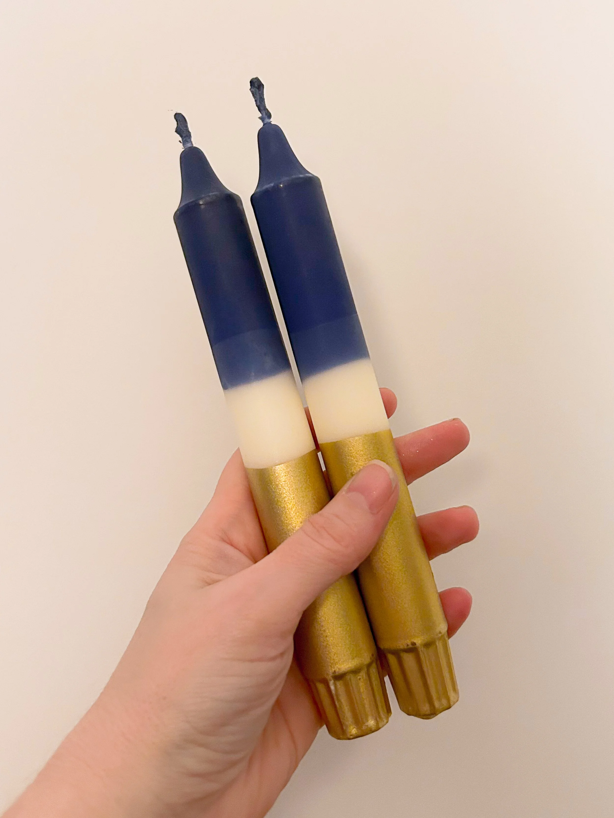 Blue + Gold Taper Candles