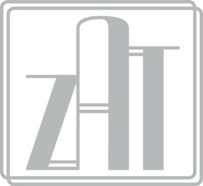Das Bild zeigt ein Logo mit den Buchstaben ZH an einem schwarzen Hintergrund, umrahmt von einer rechteckigen Linie.