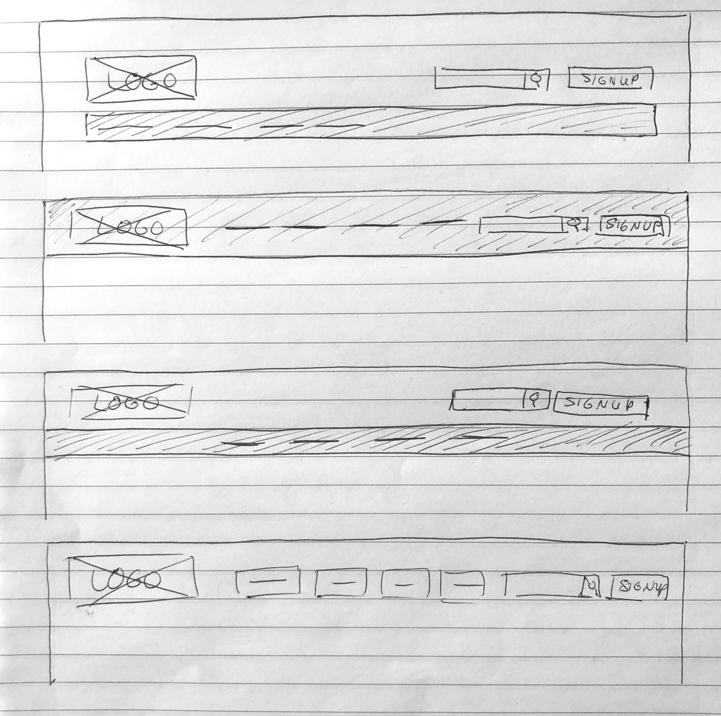 A collection of sketches of header layouts.