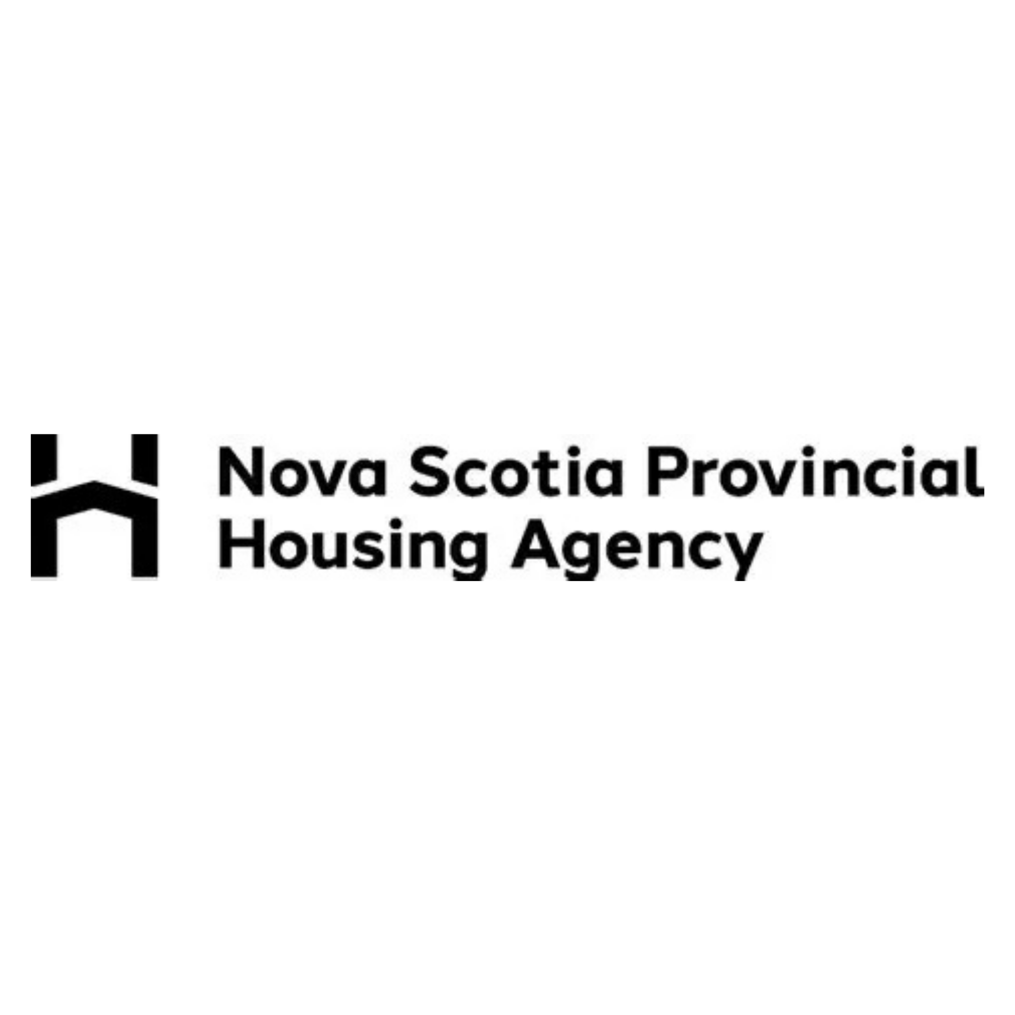 Logo of Nova Scotia Provincial Housing Agency with a stylized black house icon and bold black text.