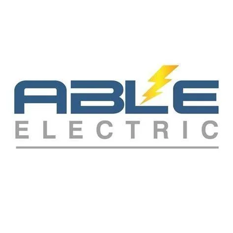 Logo of Able Electric with the text 'Able Electric' and a yellow lightning bolt between the words.