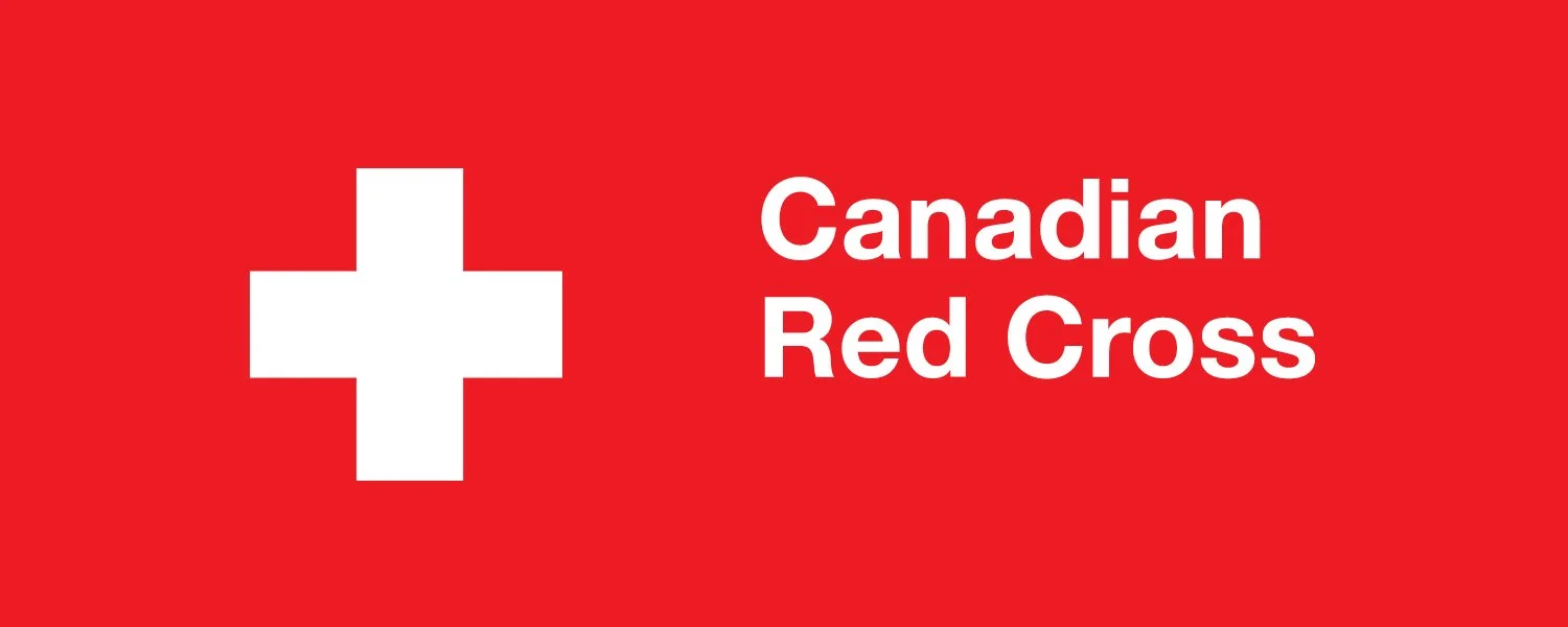 Red background with a white cross and the text 'Canadian Red Cross' in white.