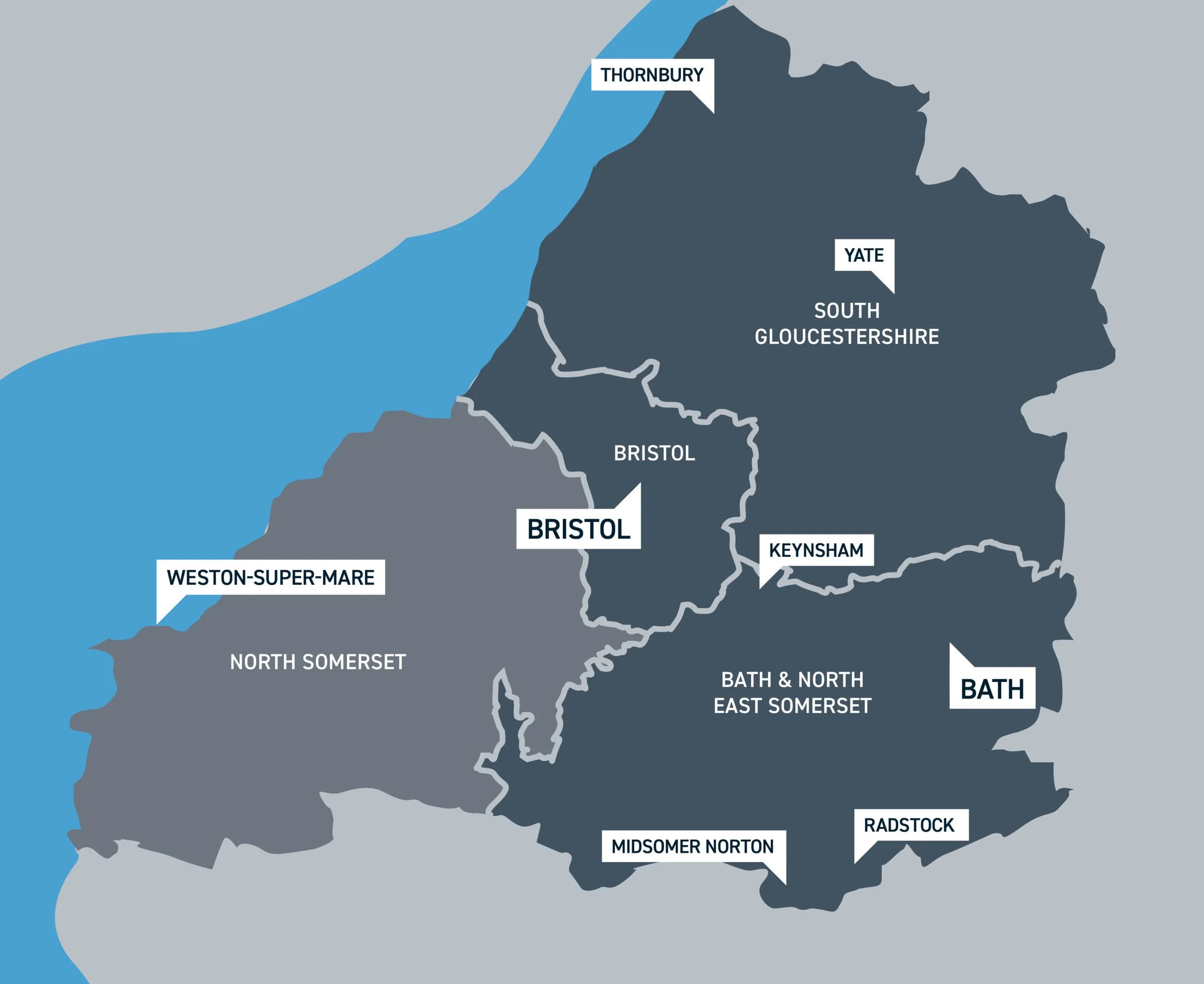 A map showing the four Unitary Authority areas which are involved with Citizens for Culture