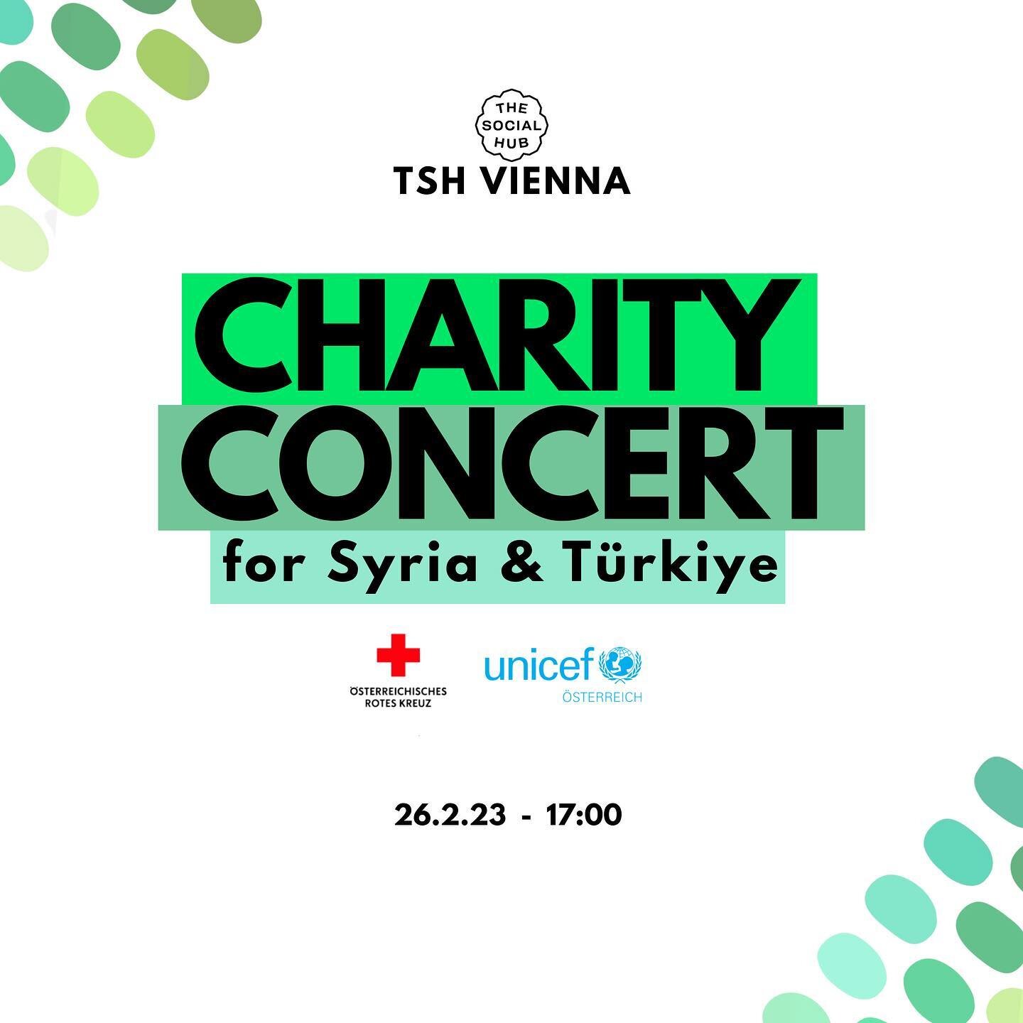 CHARITY CONCERT

We are co-organising a charity concert in Vienna to raise funds for the @roteskreuz_at &amp; @unicef_austria earthquake relief activities in Syria and Turkiye.

Ticket = Donation. Join us. ❤️

A big THANK YOU to all artists, partners