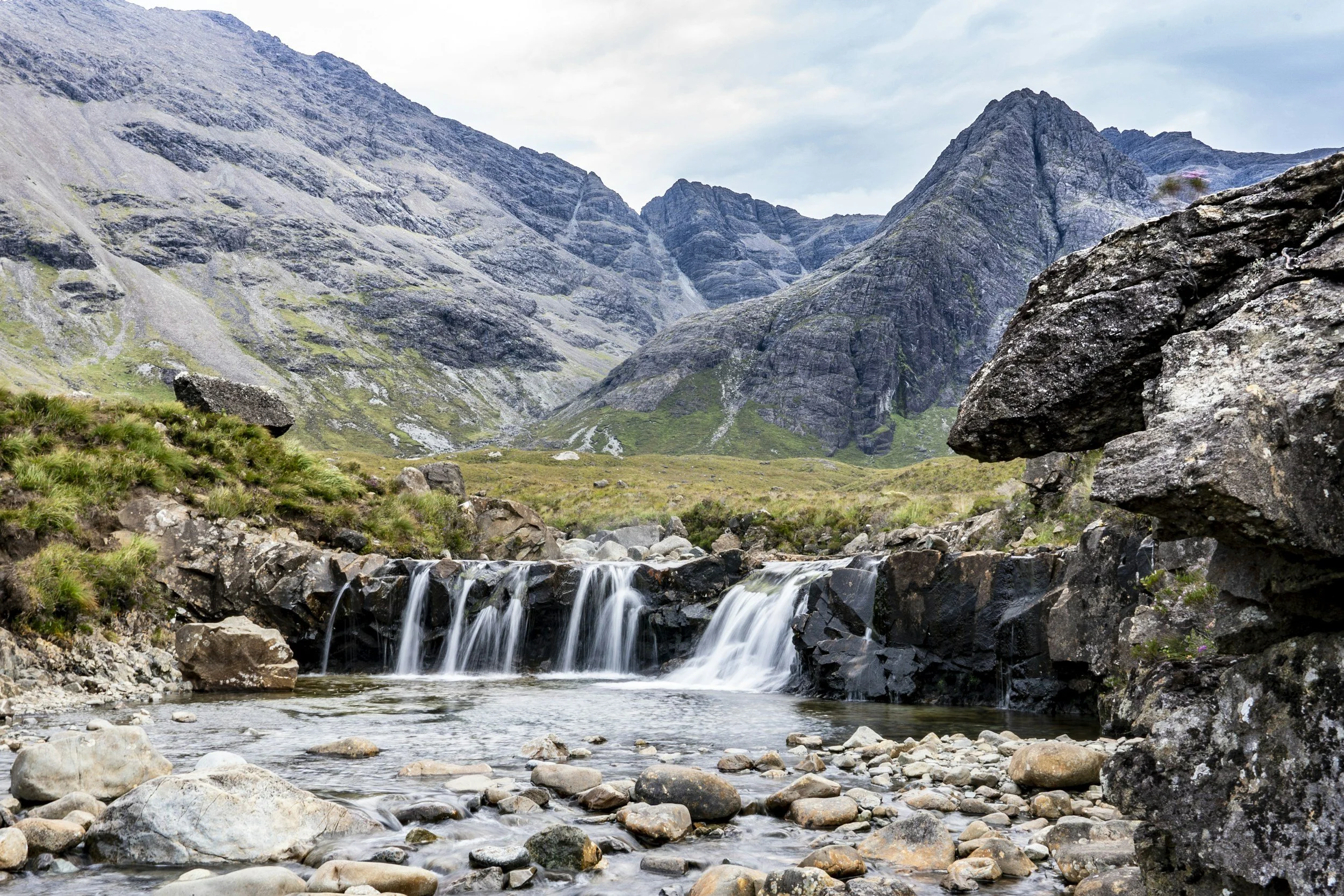 Behind the behind Isle of Skye Fairy Pools and waterfall