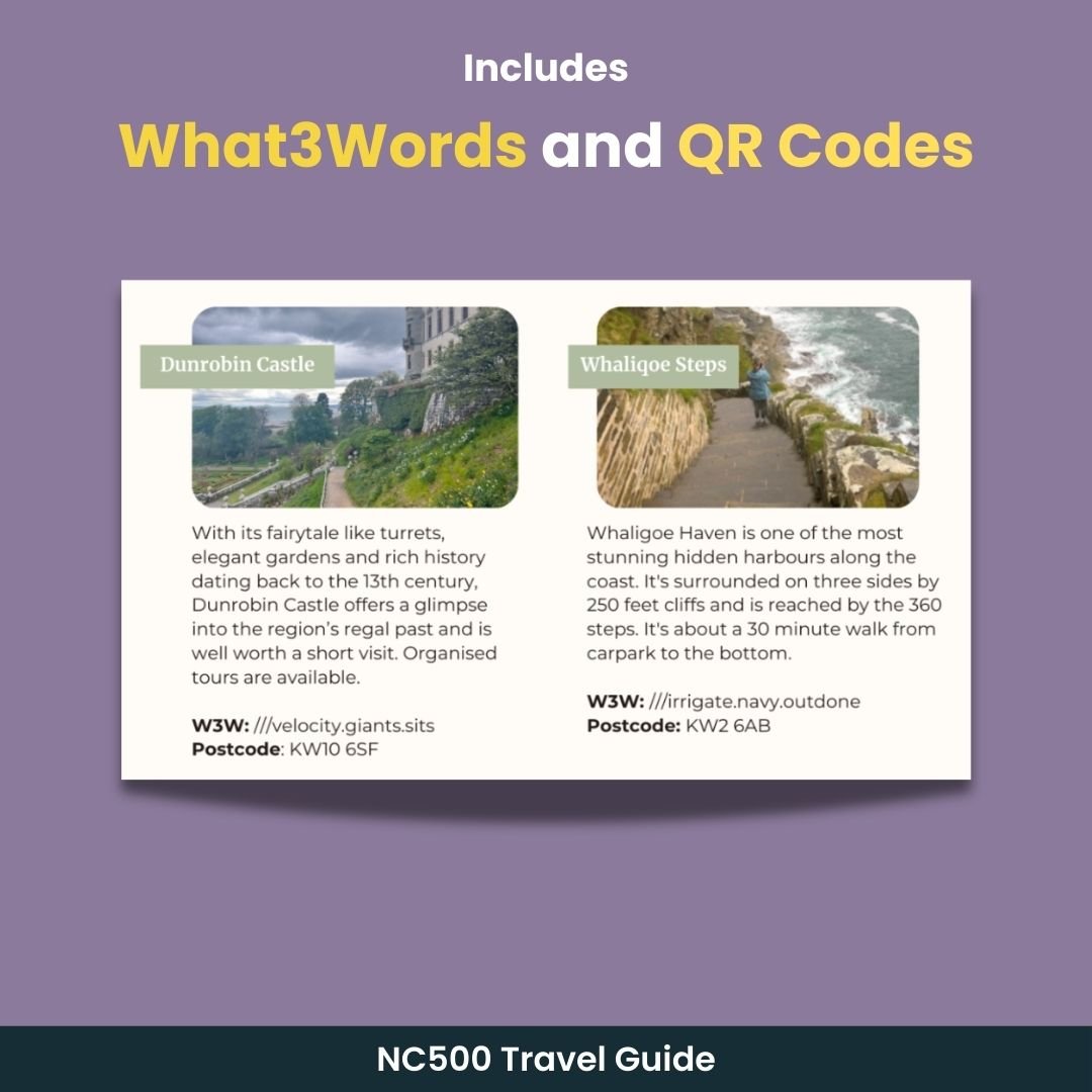 NC500 Guide What3Words &amp; QR Codes