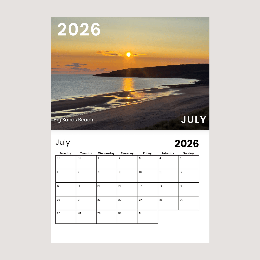 Roam with Ross NC500 Wall Calendar 2026 July.png