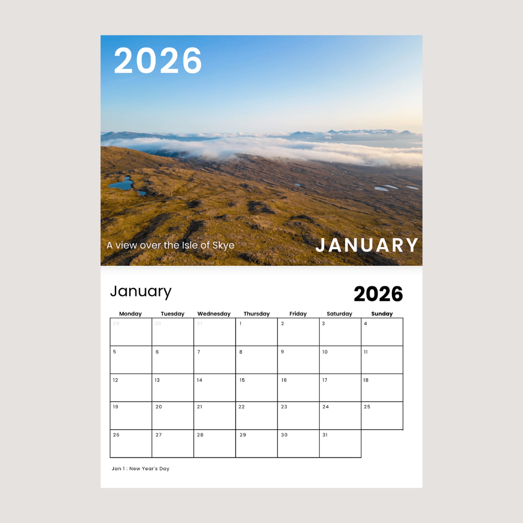 Roam with Ross NC500 Wall Calendar 2026 January.png