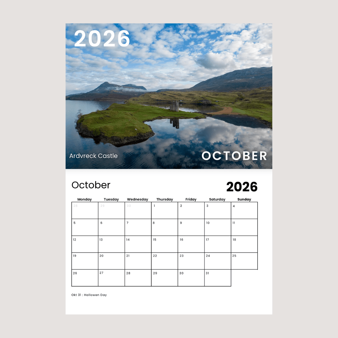 Roam with Ross NC500 Wall Calendar 2026 October.png