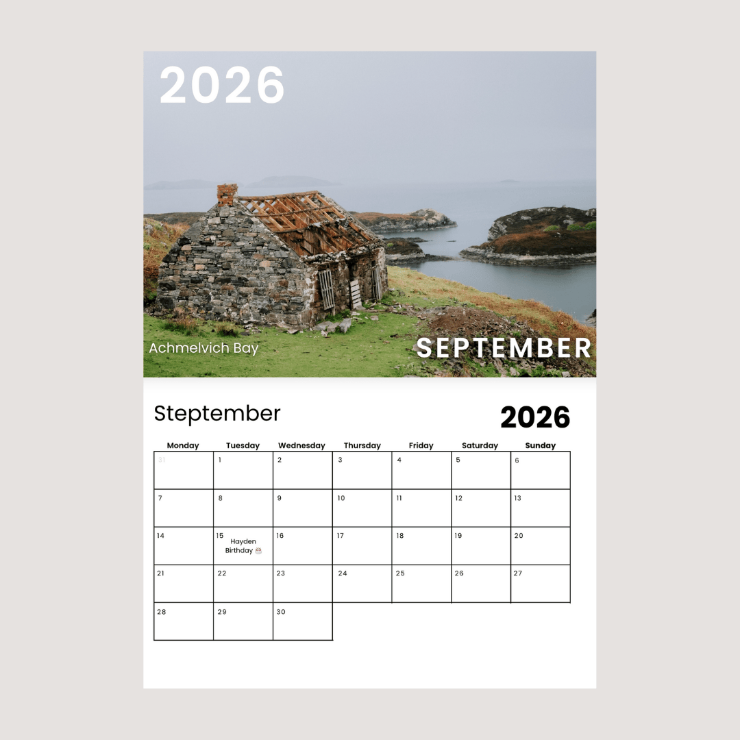 Roam with Ross NC500 Wall Calendar 2026 September.png