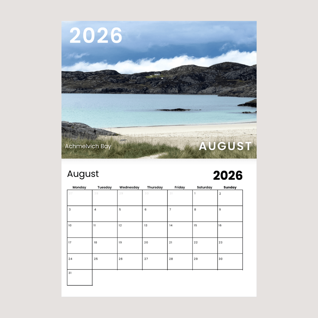Roam with Ross NC500 Wall Calendar 2026 August.png