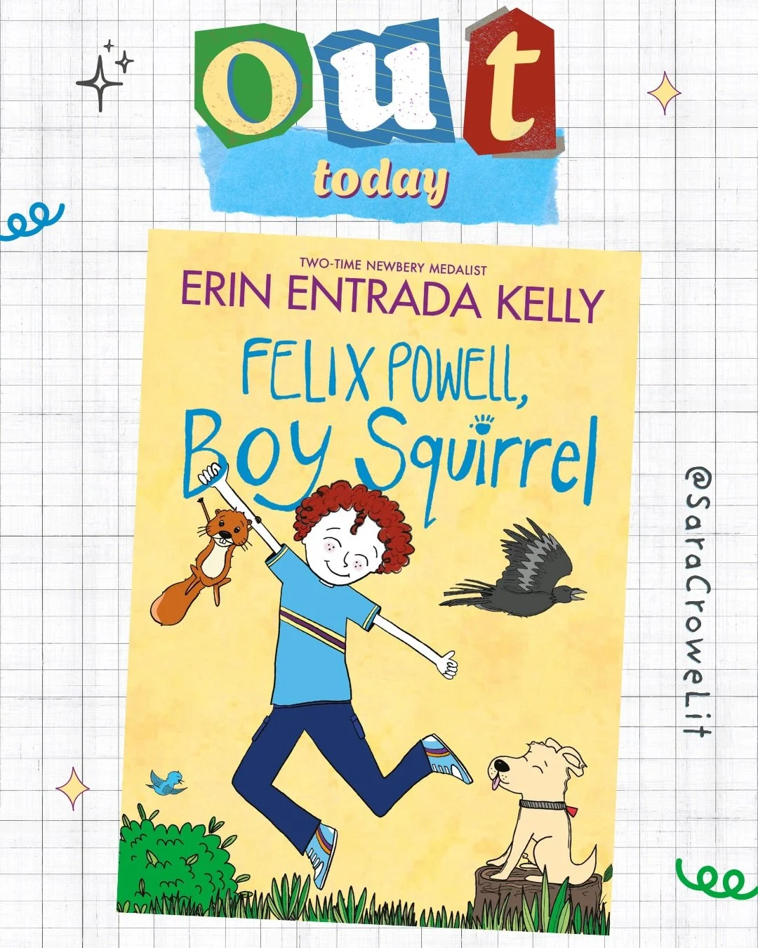 🥳 HAPPY PUB DAY 🥳 FELIX POWELL, BOY SQUIRREL by Erin Entrada Kelly is out today! Swipe for a sneak peak at the first page. 🐿️ 

More about the book below ⬇️ 

Felix Powell is back! After his brief stint as a dog, Felix thinks his troubles with mag