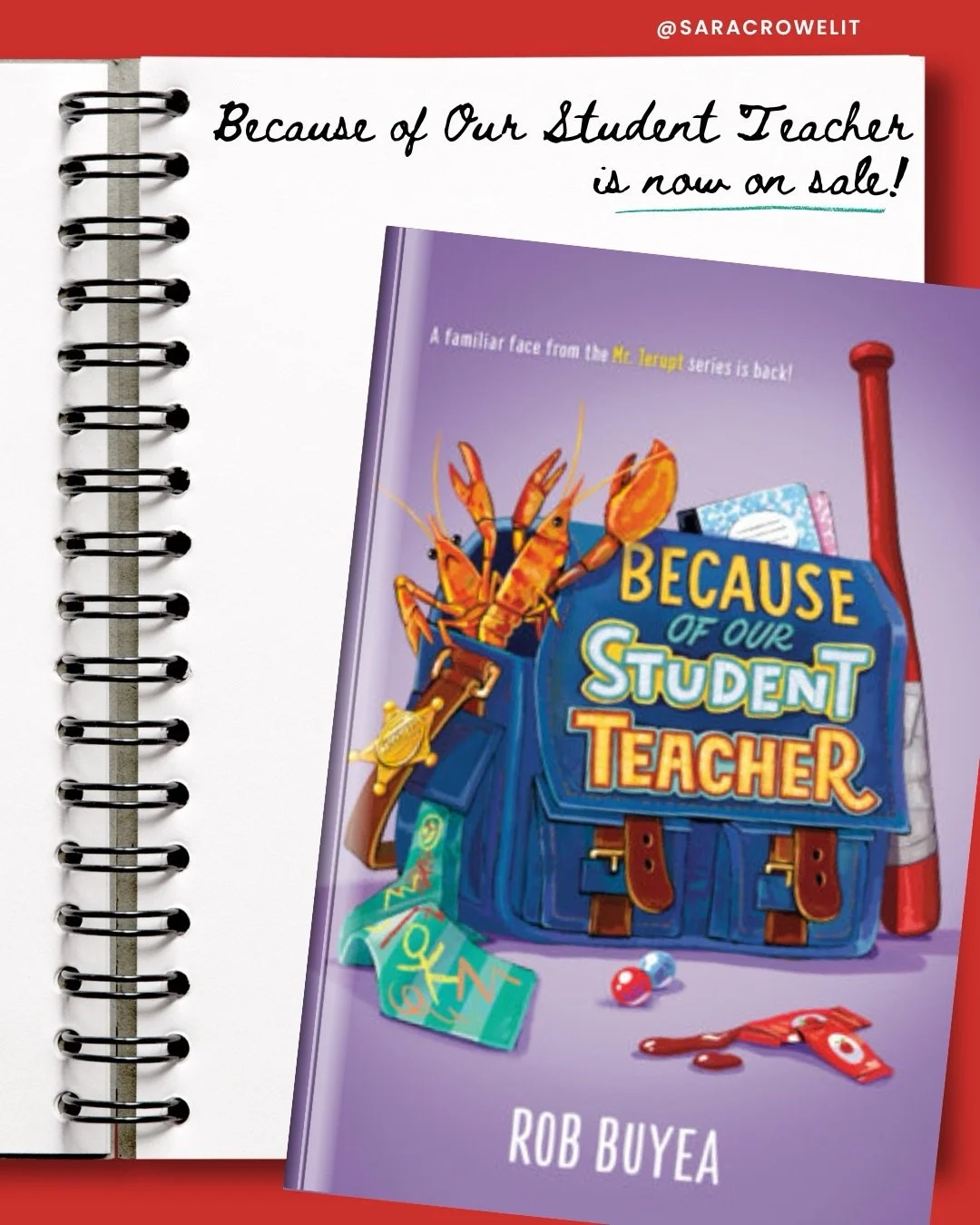 🥳 HAPPY PUB DAY to @rob_buyea 🥳 BECAUSE OF OUR STUDENT TEACHER is on sale today!

The fifth graders in Room 202 at Baxter Elementary have a nickname for their teacher: Don&rsquo;t-Care Dwyer. The kids are bored stiff . . . then student teacher Pete