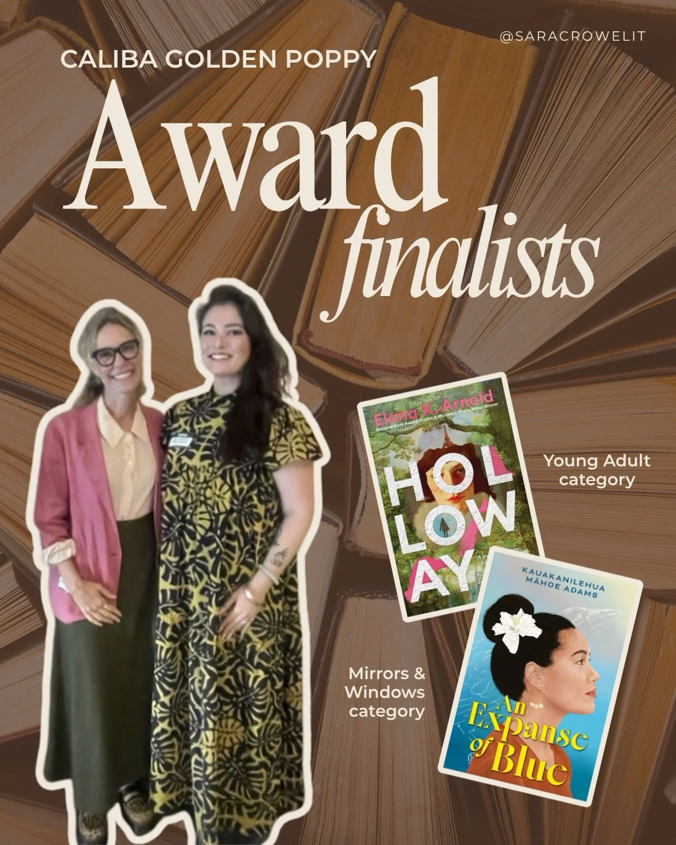 We are so proud of our finalists for the California Independent Booksellers Alliance (CALIBA) Golden Poppy Award! Elana K. Arnold&rsquo;s HOLLOWAY was a finalist in the young adult category, and Kauakanilehua Māhoe Adams&rsquo;s AN EXPANSE OF BLUE wa