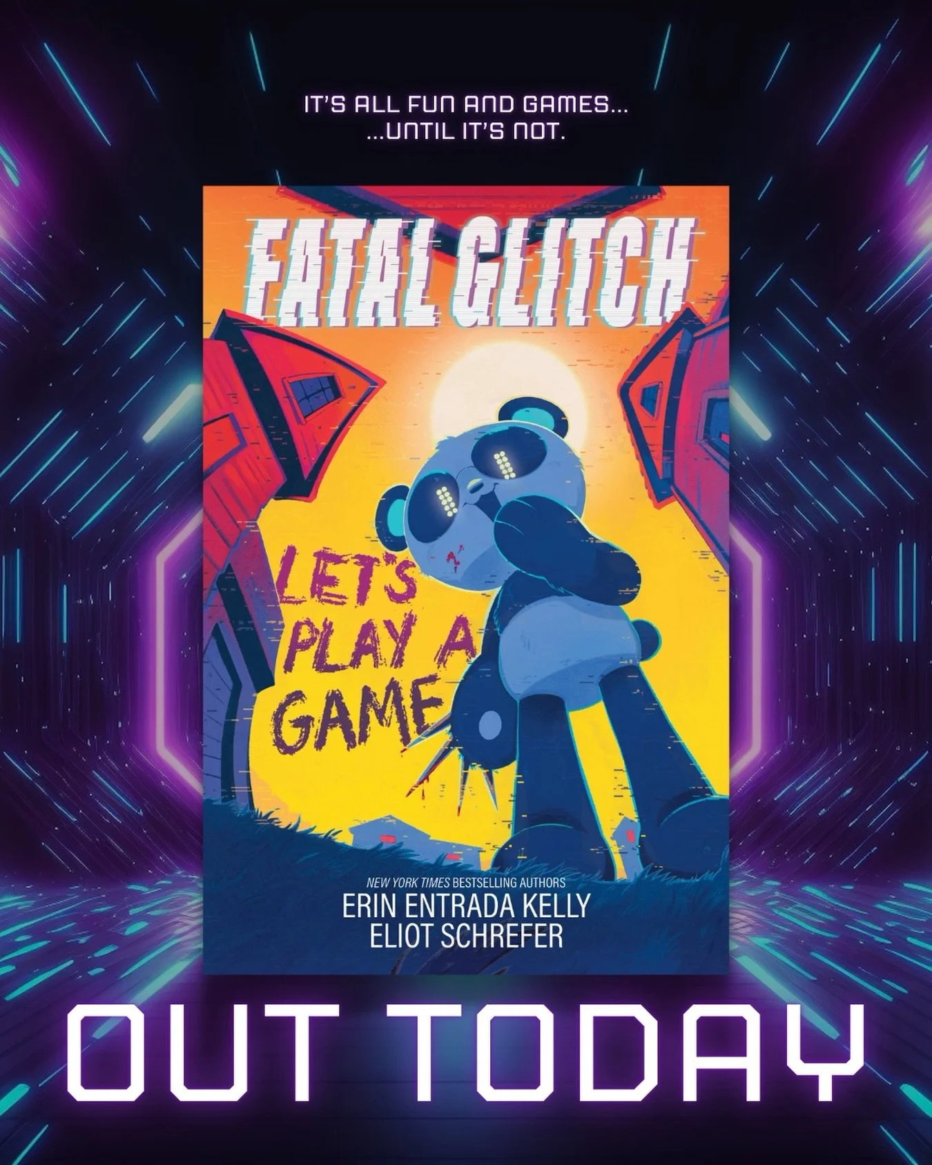 The wait is over! FATAL GLITCH: LET&rsquo;S PLAY A GAME by @erinentrada and @schrefer is out now! 👾

Black Mirror meets Goosebumps in this fast-paced middle-grade horror series by New York Times bestselling authors Erin Entrada Kelly and Eliot Schre