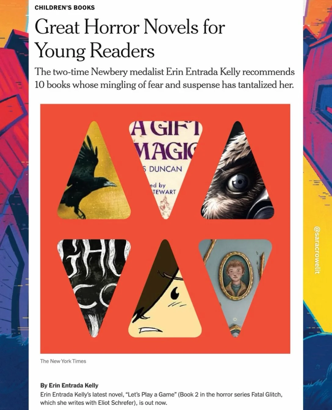 Just in time for Halloween - check out Erin Entrada Kelly&rsquo;s article in The New York Times, &ldquo;Great Horror Novels for Young Readers&rdquo;! And don&rsquo;t forget to pick up Kelly and Schrefer&rsquo;s latest, FATAL GLITCH: LET&rsquo;S PLAY 