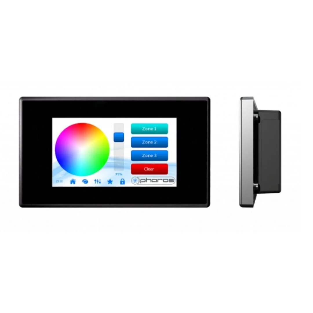 Pharos Designer Touch Panel Controller Black on Nickel — Zortech LED