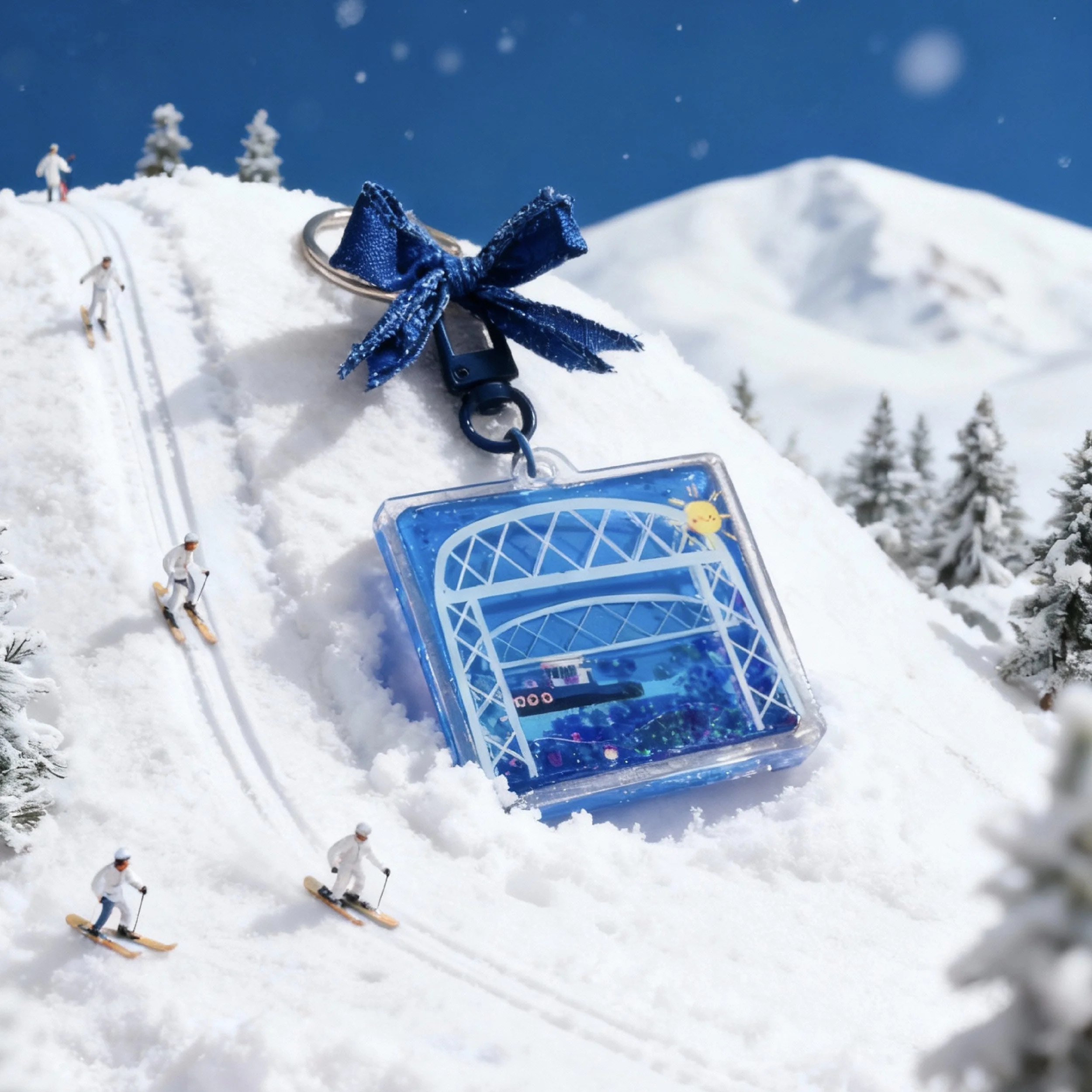 Aerial Lift Bridge Snow Globe Charm, Moving Aerial Lift Bridge