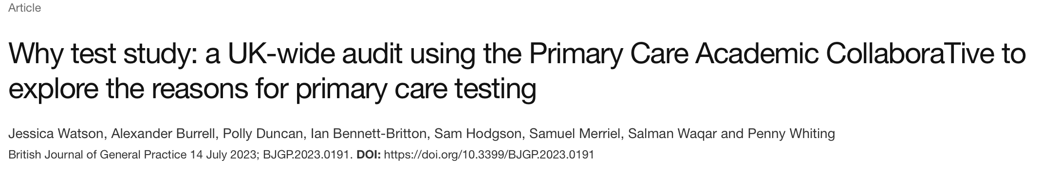 Why Test results now available online in BJGP