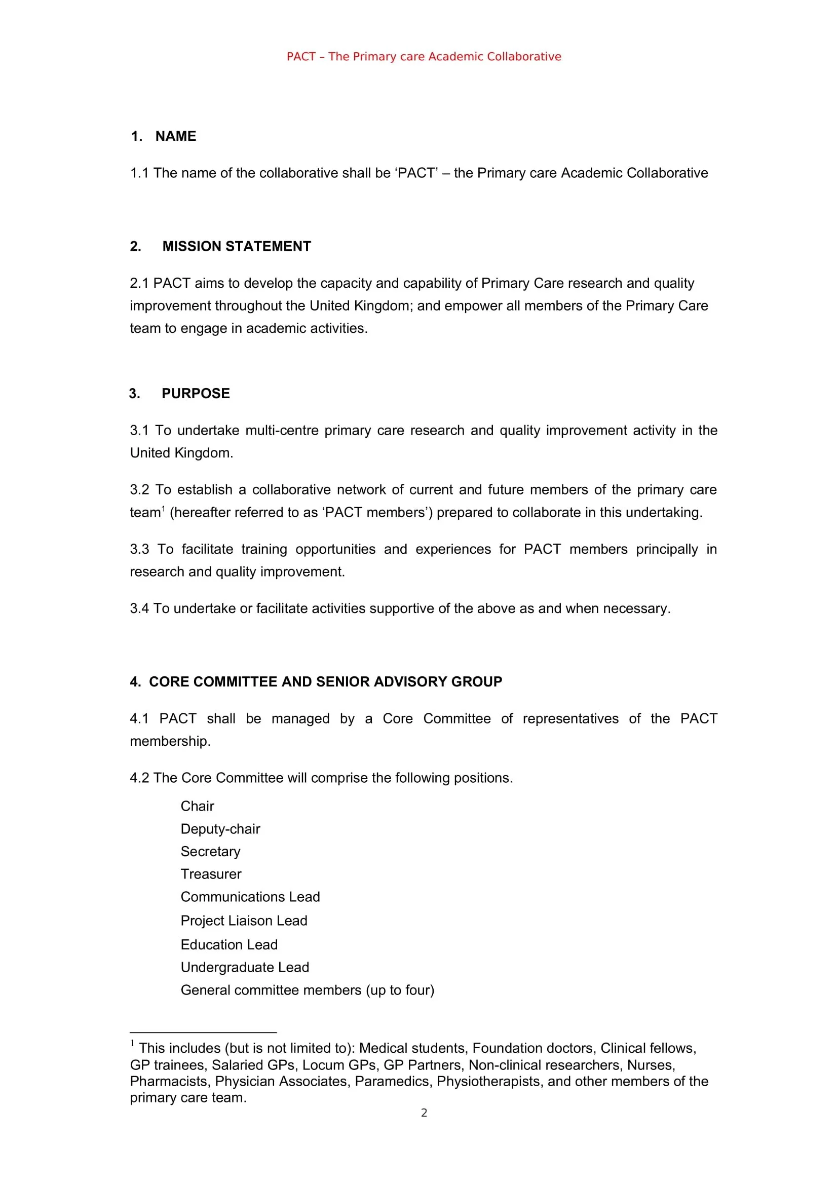 PACT constitution — Primary care Academic CollaboraTive (PACT)